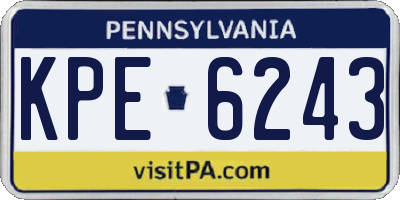 PA license plate KPE6243