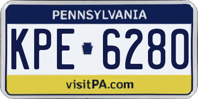 PA license plate KPE6280