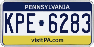 PA license plate KPE6283