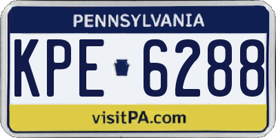 PA license plate KPE6288