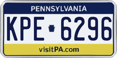 PA license plate KPE6296
