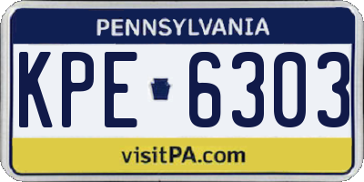 PA license plate KPE6303