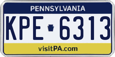 PA license plate KPE6313