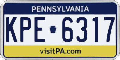 PA license plate KPE6317
