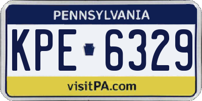 PA license plate KPE6329