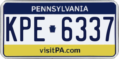 PA license plate KPE6337