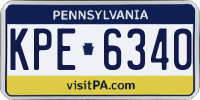 PA license plate KPE6340