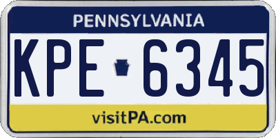 PA license plate KPE6345