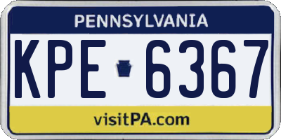 PA license plate KPE6367