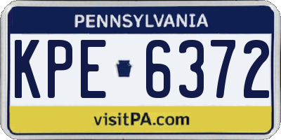 PA license plate KPE6372
