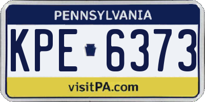 PA license plate KPE6373