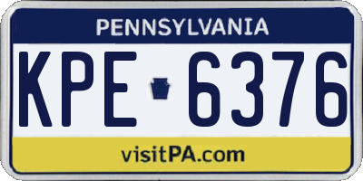 PA license plate KPE6376