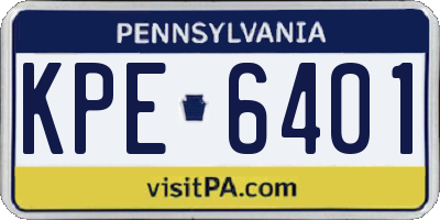 PA license plate KPE6401
