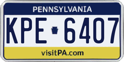 PA license plate KPE6407