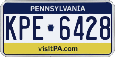 PA license plate KPE6428