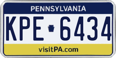 PA license plate KPE6434