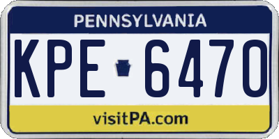 PA license plate KPE6470