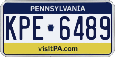 PA license plate KPE6489