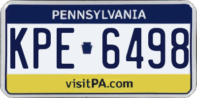 PA license plate KPE6498