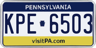 PA license plate KPE6503