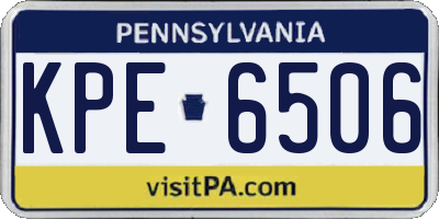 PA license plate KPE6506