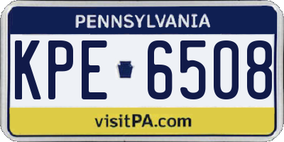 PA license plate KPE6508
