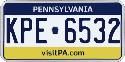 PA license plate KPE6532
