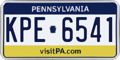 PA license plate KPE6541