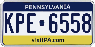 PA license plate KPE6558