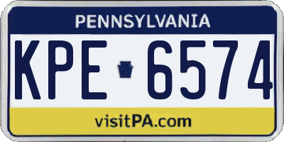 PA license plate KPE6574