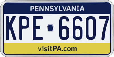 PA license plate KPE6607