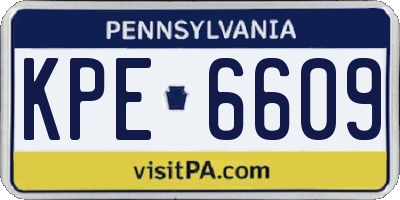 PA license plate KPE6609