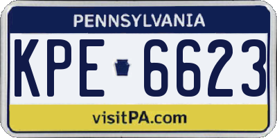 PA license plate KPE6623