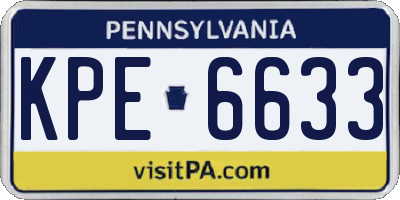 PA license plate KPE6633