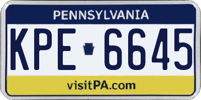 PA license plate KPE6645