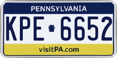 PA license plate KPE6652
