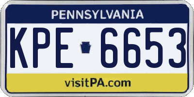 PA license plate KPE6653