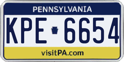 PA license plate KPE6654