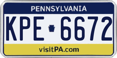 PA license plate KPE6672