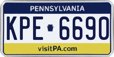 PA license plate KPE6690