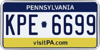 PA license plate KPE6699