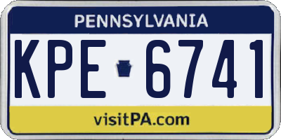 PA license plate KPE6741