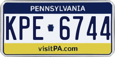 PA license plate KPE6744