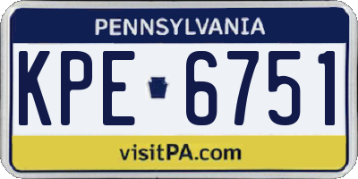 PA license plate KPE6751