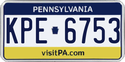 PA license plate KPE6753