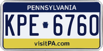 PA license plate KPE6760