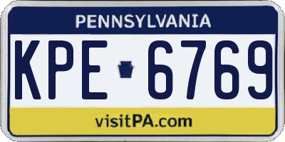 PA license plate KPE6769