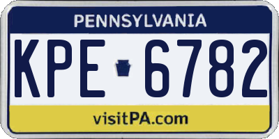 PA license plate KPE6782