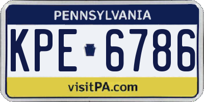 PA license plate KPE6786