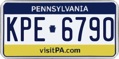 PA license plate KPE6790